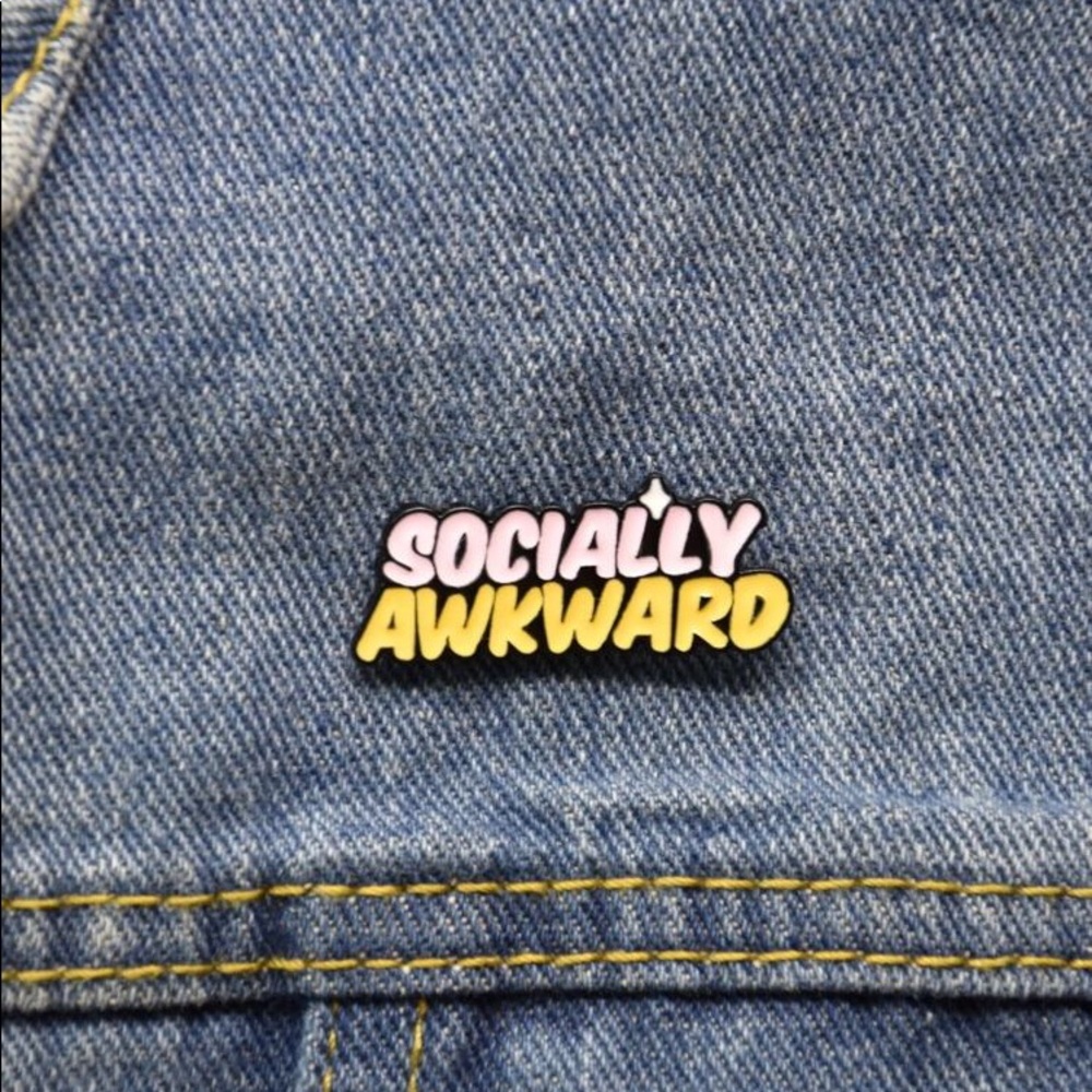 SOCIALLY AWKWARD LAPEL JACKET FLAIR PIN NEW - Picture 4 of 5